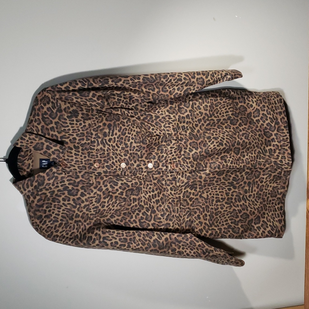 Gap Leopard Print Stretch Denim Dress Large